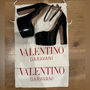 Patent Black Tan Go Valentino Platforms